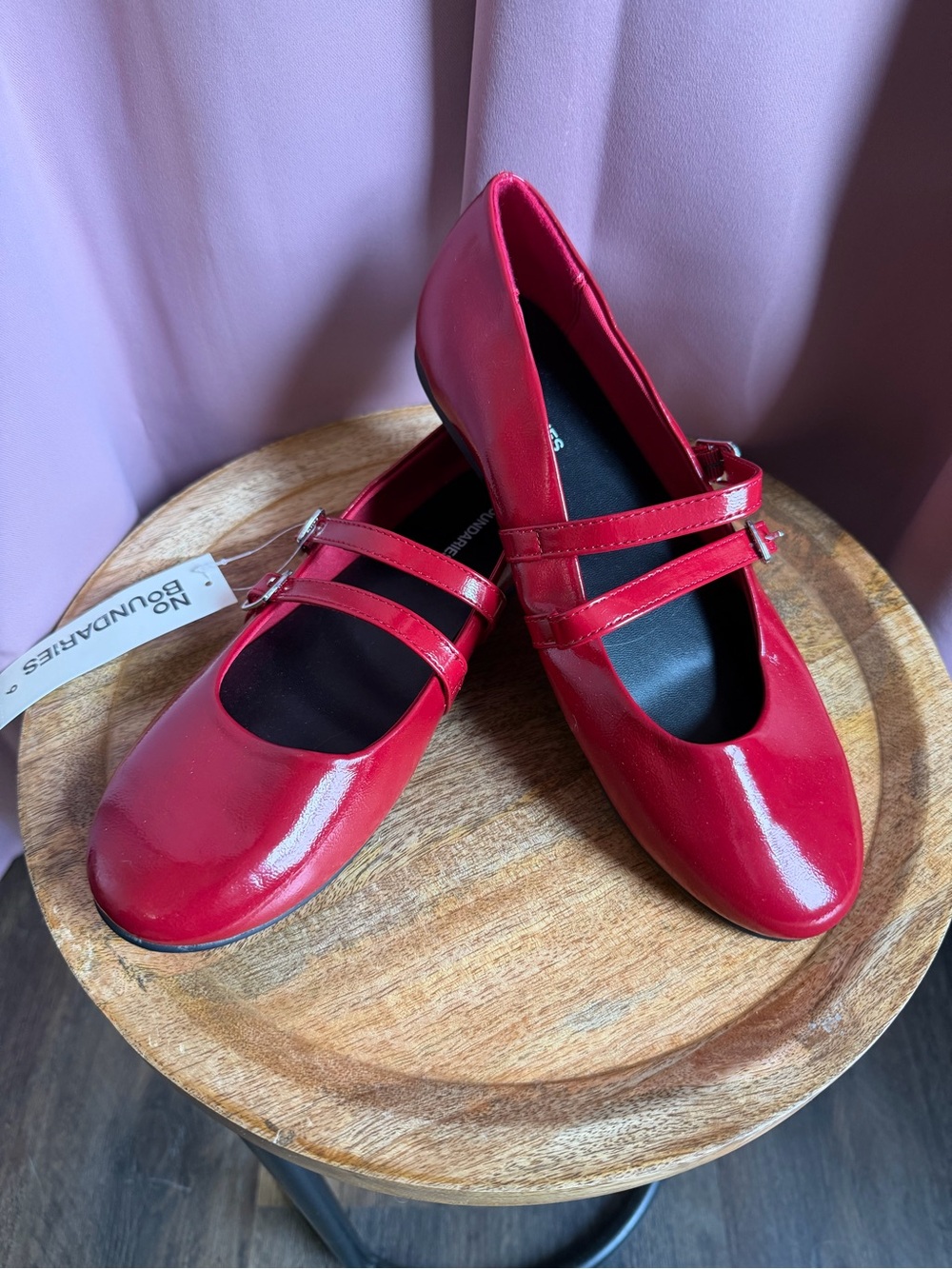 No Boundaries Shiny Red Double-Strap Mary Jane Flats